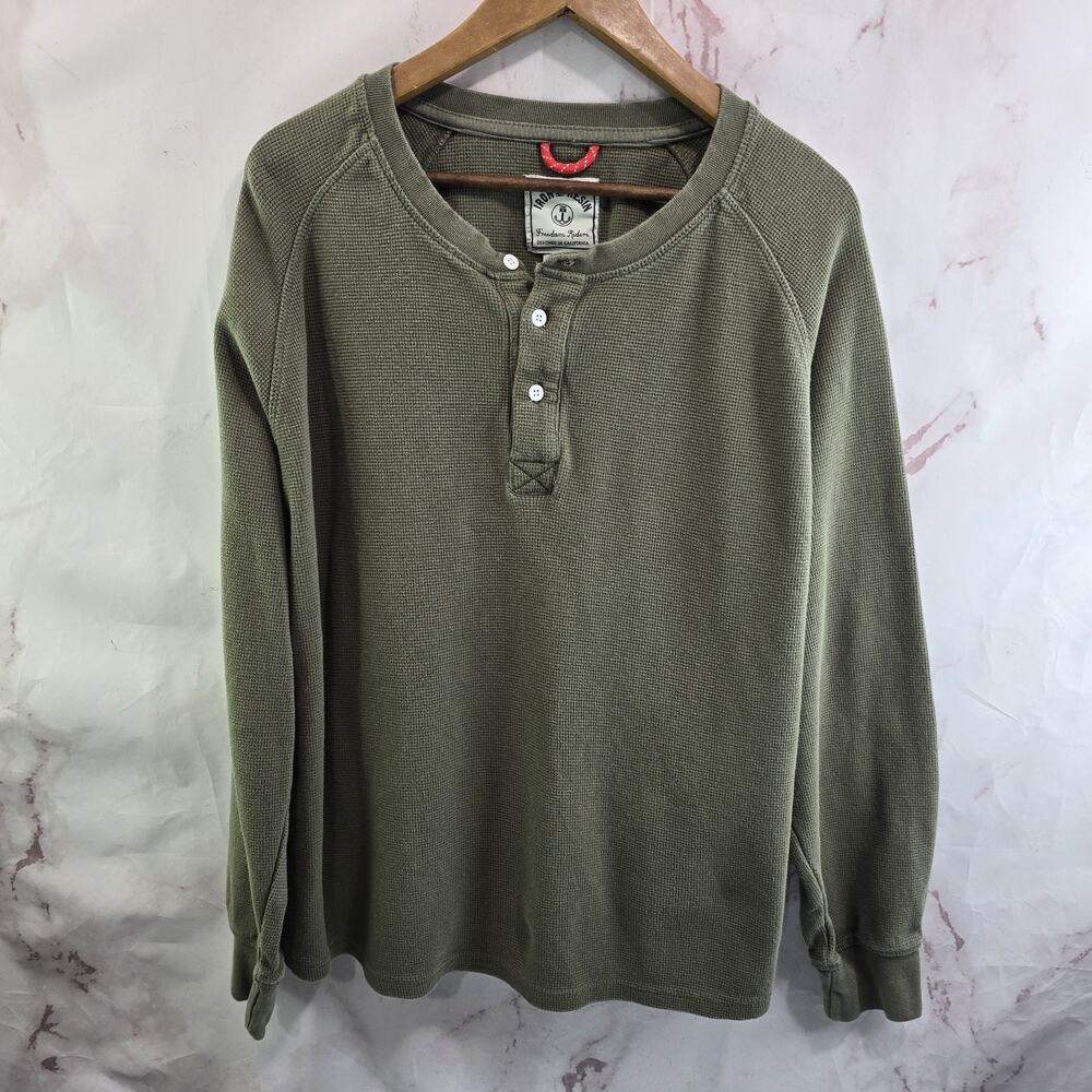Iron & Resin Shirt Mens XL Green Henley Long Sleeve Thermal Waffle Huckberry